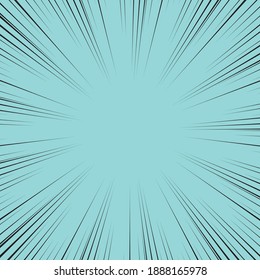 Speed Line Hintergrund. Illustration eines Blitzes oder einer Brille. Konzentration im Zentrum der Zusammensetzung. Vektorgrafik. Comicbuch, schwarz-grüner Radiallinienhintergrund.