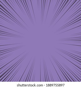 Speed Line background. Vector illustration. Comic book black and purple radial lines background.