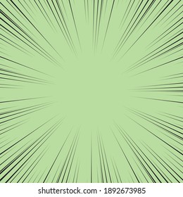 Speed Line background. Vector illustration. Comic book black and green radial lines background.