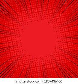 Speed Line background  Vector illustration  Comic book black   red radial lines background  Halftone background 