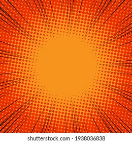 Speed Line background  Vector illustration  Comic book black   orange radial lines background  Halftone background 