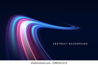 The speed line is blue and red in color. The spiral wave looks like a road. Light curved blue speed line swirls and Glitters. Spinning dynamic neon circle. A magical golden swirl with highlights. Glow