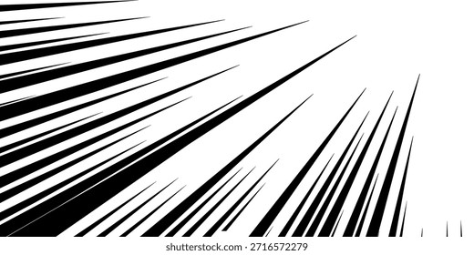 Speed line comic background. Radial burst cartoon effect, motion vector pattern, manga abstract motion, perspective speed lines