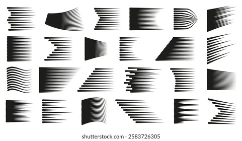 Speed line element collection. Black fast motion line element collection
