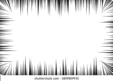 Speed line fast motion background. Comic vector illustration with lines. Black and white pop art pattern and zoom effect