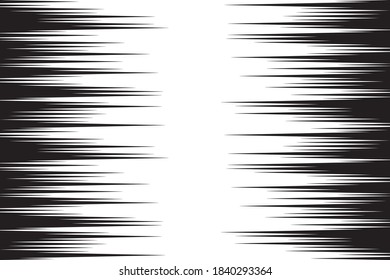 Speed line fast motion background. Comic vector illustration with lines. Black and white pop art pattern and zoom effect