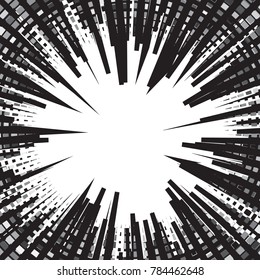 Speed line fast motion background. Comic vector illustration with lines. Pop art pattern and zoom effect