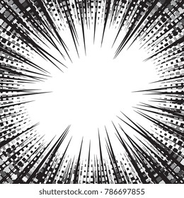Speed line fast motion background. Comic vector illustration with lines. Pop art pattern and zoom effect