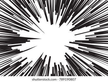 Speed line fast motion background. Comic vector illustration with lines. Pop art pattern and zoom effect