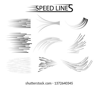 Speed Line Set. Vector design elements isolated on light background.