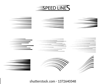Speed Line Set. Vector design elements isolated on light background.