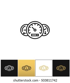 Speed line symbol or high progress linear vector icon. Speed line symbol or high progress linear program on black, white and gold background