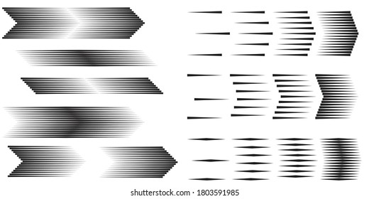 Speed Lines in arrow Form . Vector Illustration .Technology  Logo . Design element . Abstract Geometric shape . 