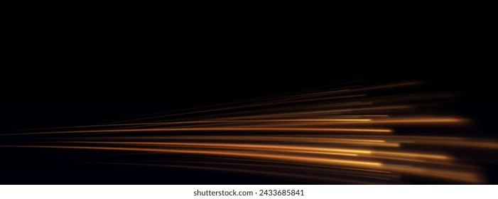 Líneas de velocidad. Fondo de líneas de luz de velocidad de oro o neón. Luces dinámicas sobre un fondo oscuro. Concepto de líneas de velocidad de oro de alta velocidad. Vector png.	

