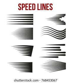 Speed lines black for Manga and Comic   vector elements on white background. Vector Illustration