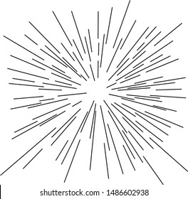 Geschwindigkeitslinien aus der mittleren Vektorillustration, Skizze, handgezeichnet mit schwarzen Linien einzeln auf weißem Hintergrund