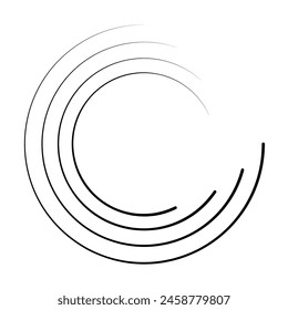 líneas de velocidad en círculo, líneas en forma de círculo sobre fondo blanco, marco de líneas, Ilustración vectorial