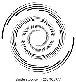 Líneas de velocidad en forma de círculo. Pistas de movimiento de partículas. Elemento de diseño para marco, logotipo, tatuaje, páginas web, impresiones, carteles, plantilla, fondo vectorial abstracto.
