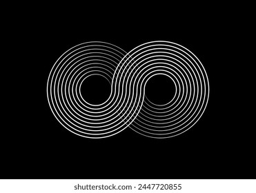 Speed lines in circle form. Radial speed Lines in Circle Form. Black thick halftone dotted speed lines. Technology round Logo. Vector