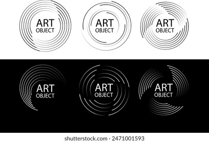 Speed lines in circle form. Radial speed Lines in Circle Form. Black thick halftone dotted speed lines. Technology round Logo. Vector