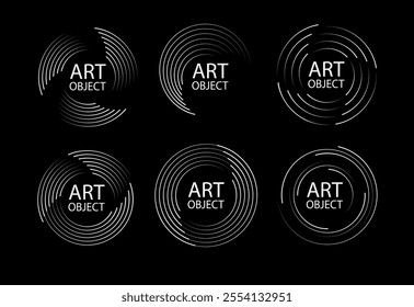 Speed lines in circle form. Radial speed Lines in Circle Form. Black thick halftone dotted speed lines. Technology round Logo. Vector