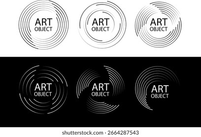 Speed lines in circle form. Radial speed Lines in Circle Form. Black thick halftone dotted speed lines. Technology round Logo. Vector