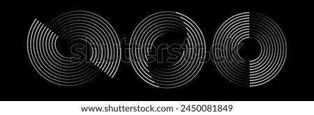 Speed lines in circle form. Radial speed Lines in Circle Form. Black thick halftone dotted speed lines. Technology round Logo. Vector