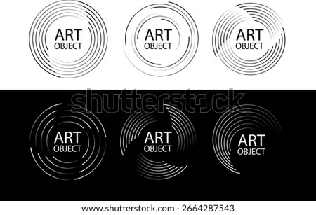 Speed lines in circle form. Radial speed Lines in Circle Form. Black thick halftone dotted speed lines. Technology round Logo. Vector