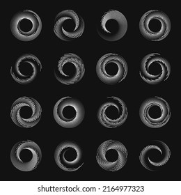 Speed Lines in Circle Form. Set of black thick halftone dotted speed lines. Design element for frame, logo, tattoo, web pages, prints, posters, template.