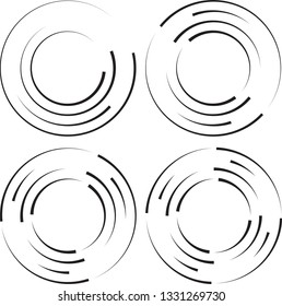 Speed Lines in Circle Form . Spiral Vector Illustration .Technology round Logo . Design element . Abstract Geometric shape . Striped border frame for image