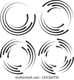Speed Lines in Circle Form . Spiral Vector Illustration .Technology round Logo . Design element . Abstract Geometric shape . Striped border frame for image
