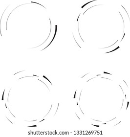 Speed Lines in Circle Form . Spiral Vector Illustration .Technology round Logo . Design element . Abstract Geometric shape . Striped border frame for image