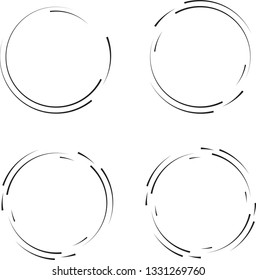 Speed Lines in Circle Form . Spiral Vector Illustration .Technology round Logo . Design element . Abstract Geometric shape . Striped border frame for image