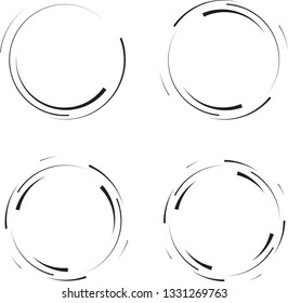 Speed Lines in Circle Form . Spiral Vector Illustration .Technology round Logo . Design element . Abstract Geometric shape . Striped border frame for image