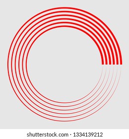 Speed Lines in Circle Form . Spiral Vector Illustration . Movement round Logo . Design element . Abstract Geometric Motion shape . Striped border frame for image