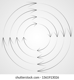 Speed Lines in Circle Form . Spiral Vector Illustration .Technology round Logo . Design element . Abstract Geometric shape . Circular arrows