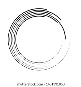 Speed Lines in Circle Form . Spiral Vector Illustration .Technology round Logo . Design element . Abstract Geometric shape . Striped border frame for image