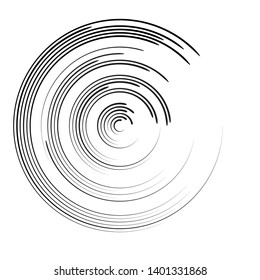 Speed Lines in Circle Form . Spiral Vector Illustration .Technology round Logo . Design element . Abstract Geometric shape . Striped border frame for image