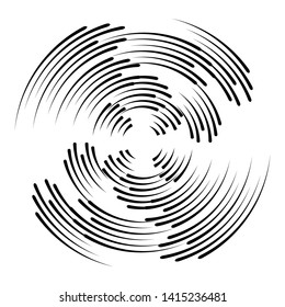 Speed Lines in Circle Form . Spiral Vector Illustration .Technology round Logo . Design element . Abstract Geometric shape . Striped border frame for image