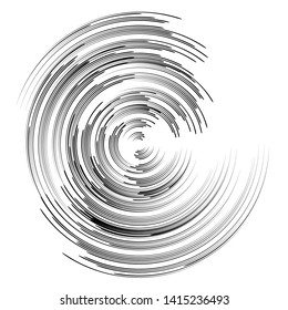 Speed Lines in Circle Form . Spiral Vector Illustration .Technology round Logo . Design element . Abstract Geometric shape . Striped border frame for image