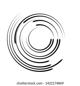 Speed Lines in Circle Form . Spiral Vector Illustration .Technology round Logo . Design element . Abstract Geometric shape . Striped border frame for image