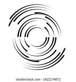 Speed Lines in Circle Form . Spiral Vector Illustration .Technology round Logo . Design element . Abstract Geometric shape . Striped border frame for image