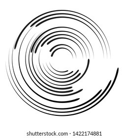 Speed Lines in Circle Form . Spiral Vector Illustration .Technology round Logo . Design element . Abstract Geometric shape . Striped border frame for image