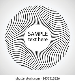 Speed Lines in Circle Form . Spiral Vector Illustration .Technology round Logo . Design element . Abstract Geometric shape . Striped border frame for image