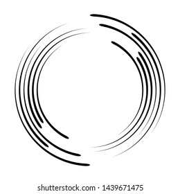 Speed Lines in Circle Form . Spiral Vector Illustration .Technology round Logo . Design element . Abstract Geometric shape . Striped border frame for image