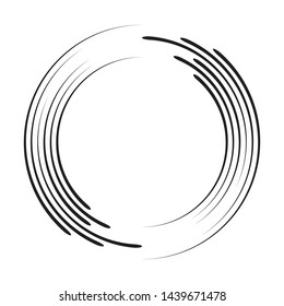 Speed Lines in Circle Form . Spiral Vector Illustration .Technology round Logo . Design element . Abstract Geometric shape . Striped border frame for image