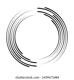 Speed Lines in Circle Form . Spiral Vector Illustration .Technology round Logo . Design element . Abstract Geometric shape . Striped border frame for image