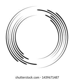 Speed Lines in Circle Form . Spiral Vector Illustration .Technology round Logo . Design element . Abstract Geometric shape . Striped border frame for image