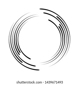 Speed Lines in Circle Form . Spiral Vector Illustration .Technology round Logo . Design element . Abstract Geometric shape . Striped border frame for image