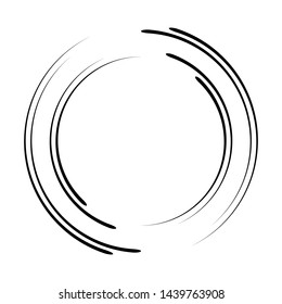 Speed Lines in Circle Form . Spiral Vector Illustration .Technology round Logo . Design element . Abstract Geometric shape . Striped border frame